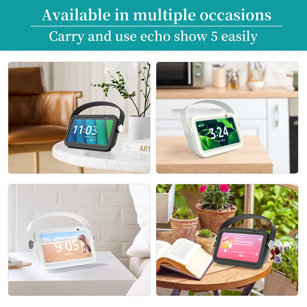 Portable Silicone Protective Case with Handle Strap for Echo Show 5 (All Generations)