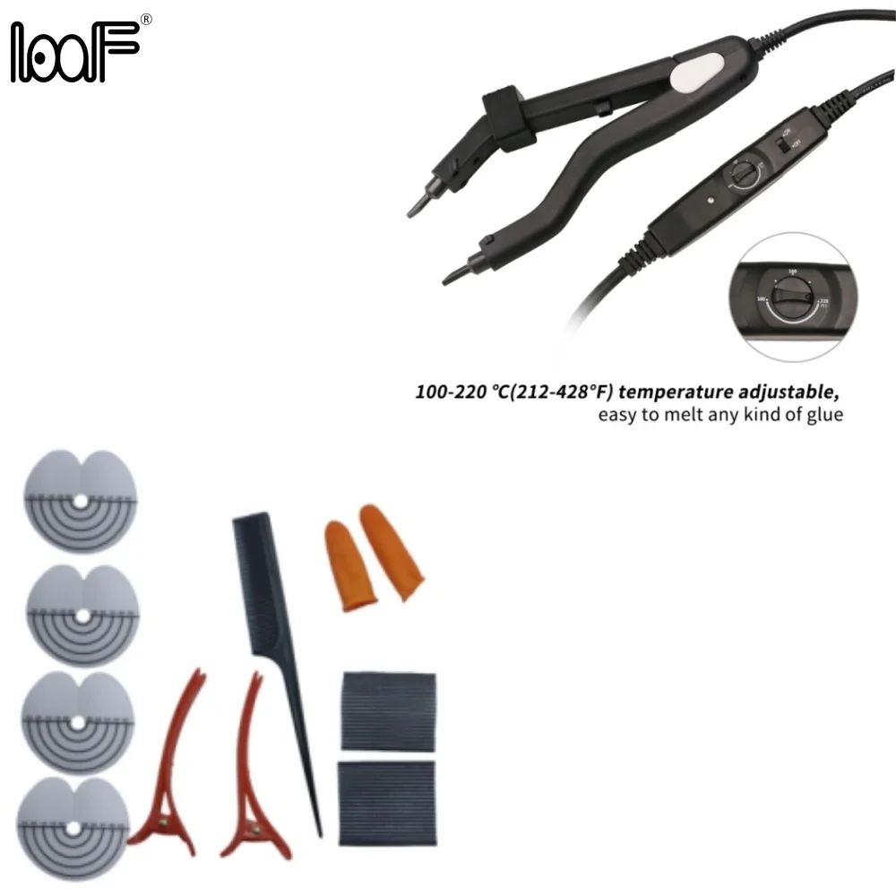 Loof Professional New Adjustable Temperature 220℃ Smart Mini Heating Tip Hair Extension Plier Iron Fusion Keratin Bonding Tools hair extension tool set