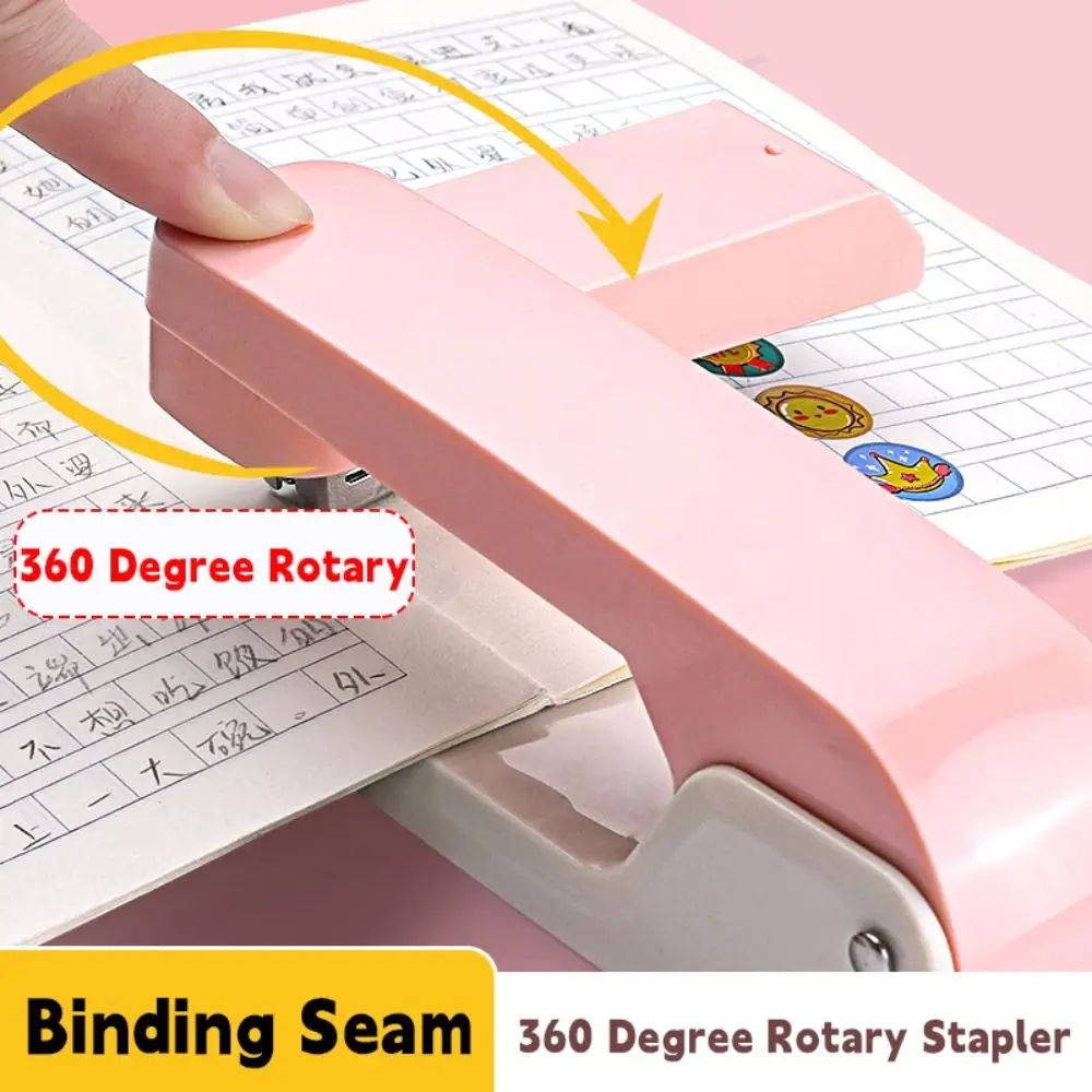Creative Metal Stapler Use 24/6 26/6 Staples Effortless Long Stapler 360 Degree Rotary Heavy Duty Stapler School Office