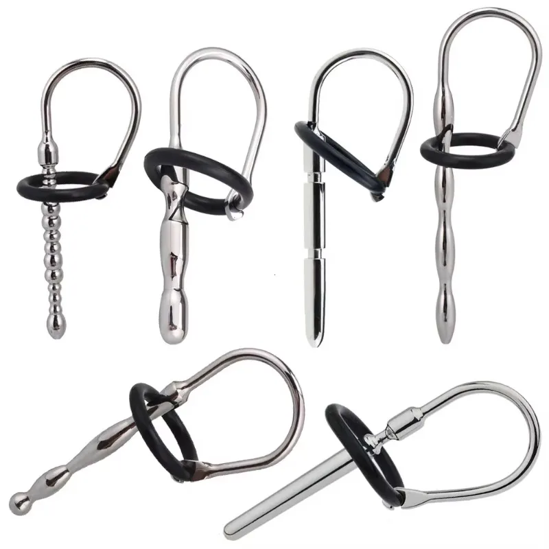 Urethral Dilator Silicone Urethral Dilator Male Masterbator Anal Sounds Urethral Dilators Catheters Alloy Metal Penis Plug Male Chastity Sex Toys Men Erotic Sex
