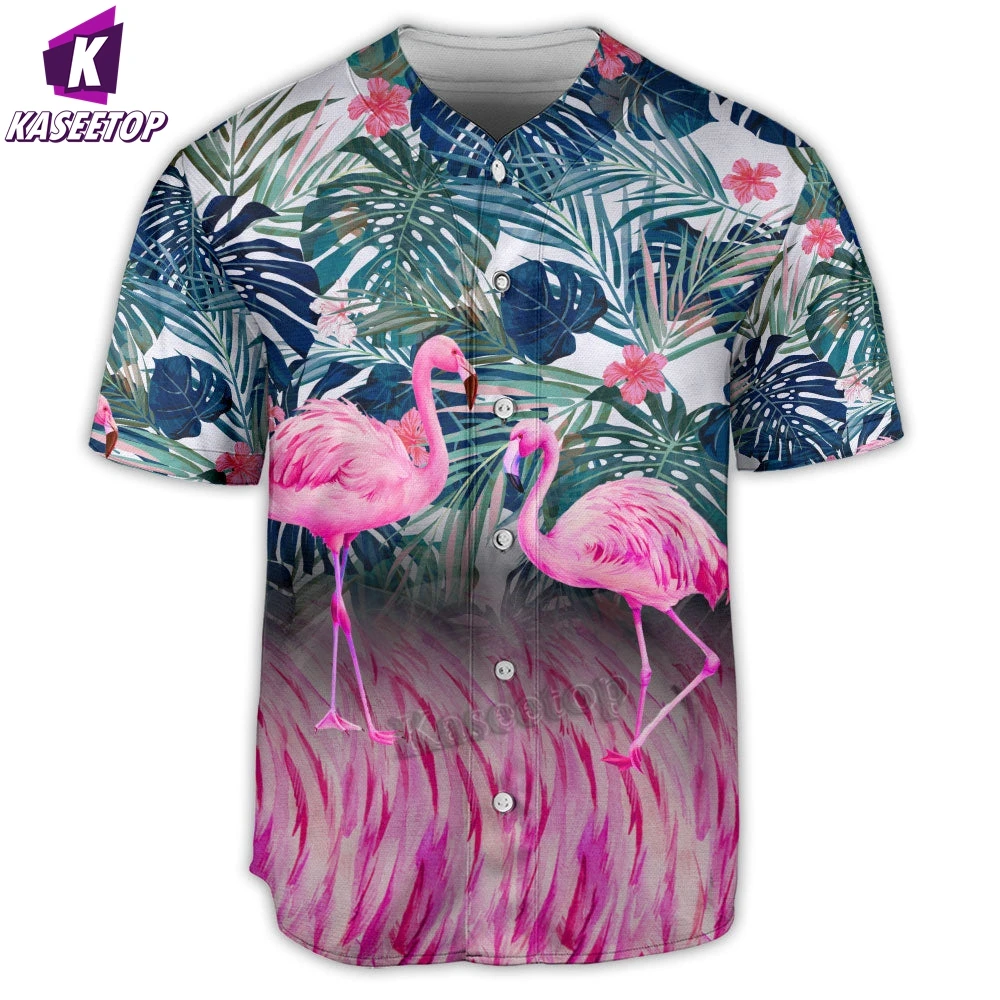 

Flamingo Lover Leaf Tropical Men 3D Print Baseball Jersey Shirt Adult Summer Tee Shirt Men Hip Hop Tops Tee Oversized Streetwear