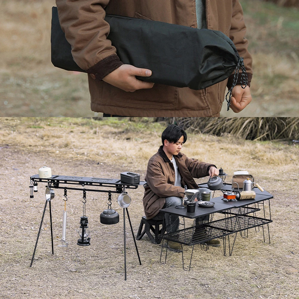 캠핑 걸이 랙 상단 플레이트 휴대용 삼각대 선반 보드, 접이식 고강도 벤딩, 걸이식 구멍, 야외 액세서리
