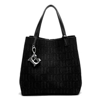 CH Women's Handbag Large Capacity Women's Simple Daily Commute Versatile Solid Color Letter Printed Design Shoulder Bag - Image 5