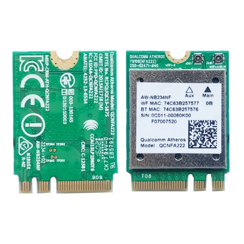무선 어댑터 Atheros QCNFA222 AW-NB234NF M.2-NGFF 호환 노트북 데스크탑용 무선 네트워크 카드