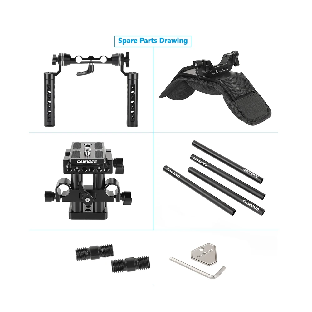Pro Handheld Shoulder Mount Rig With Manfrotto Quick Release Baseplate Dual ARRI