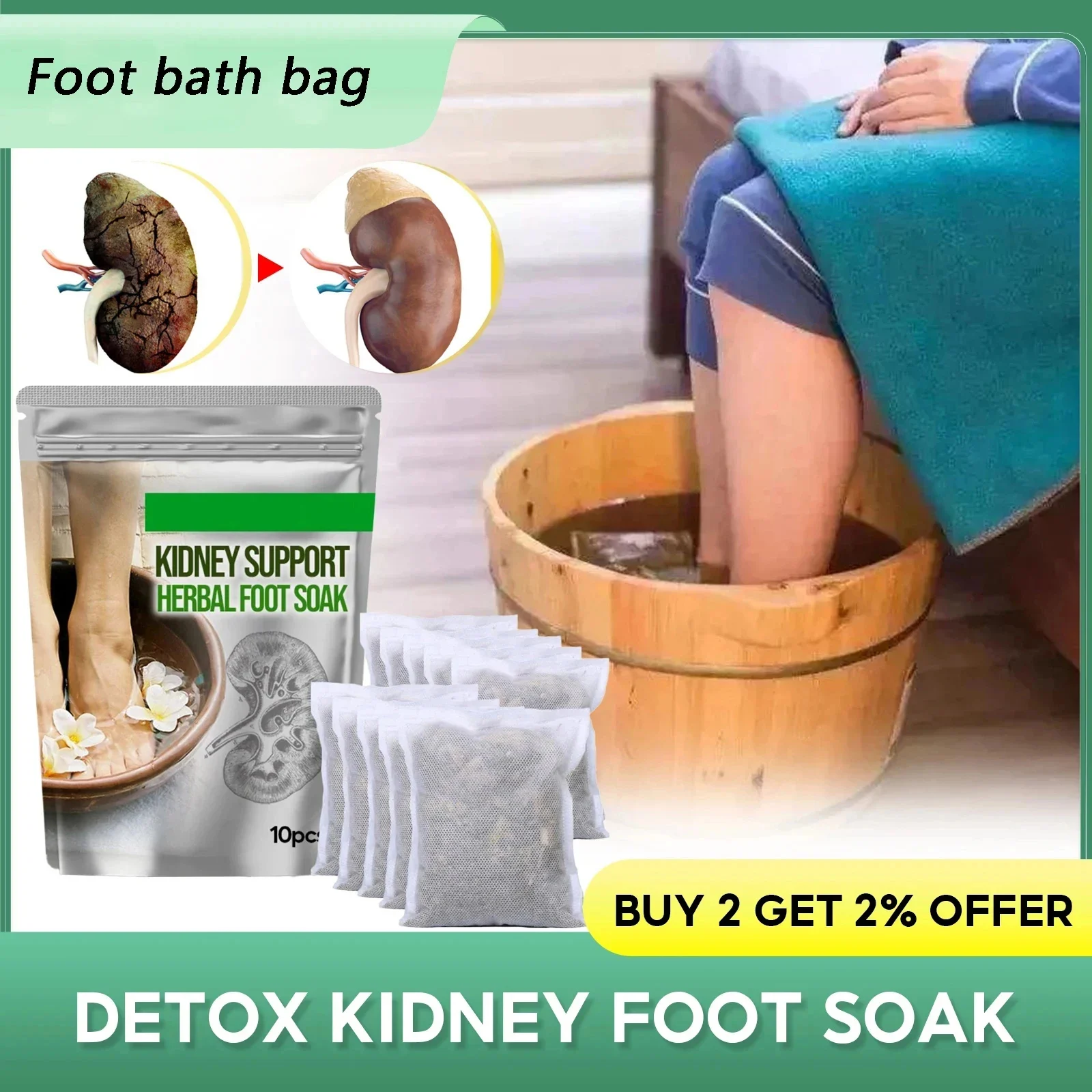 Detox Foot Soak Herbal linfoil Health promuove la circolazione sanguigna migliora lo Stress del sonno rimuovi l'umidità supporto renale pediluvio