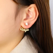 

Stainless Steel Earring Custom Name Women's White Star Heart Shaped Zircon Earrings Girls Customized Jewelry For Gift