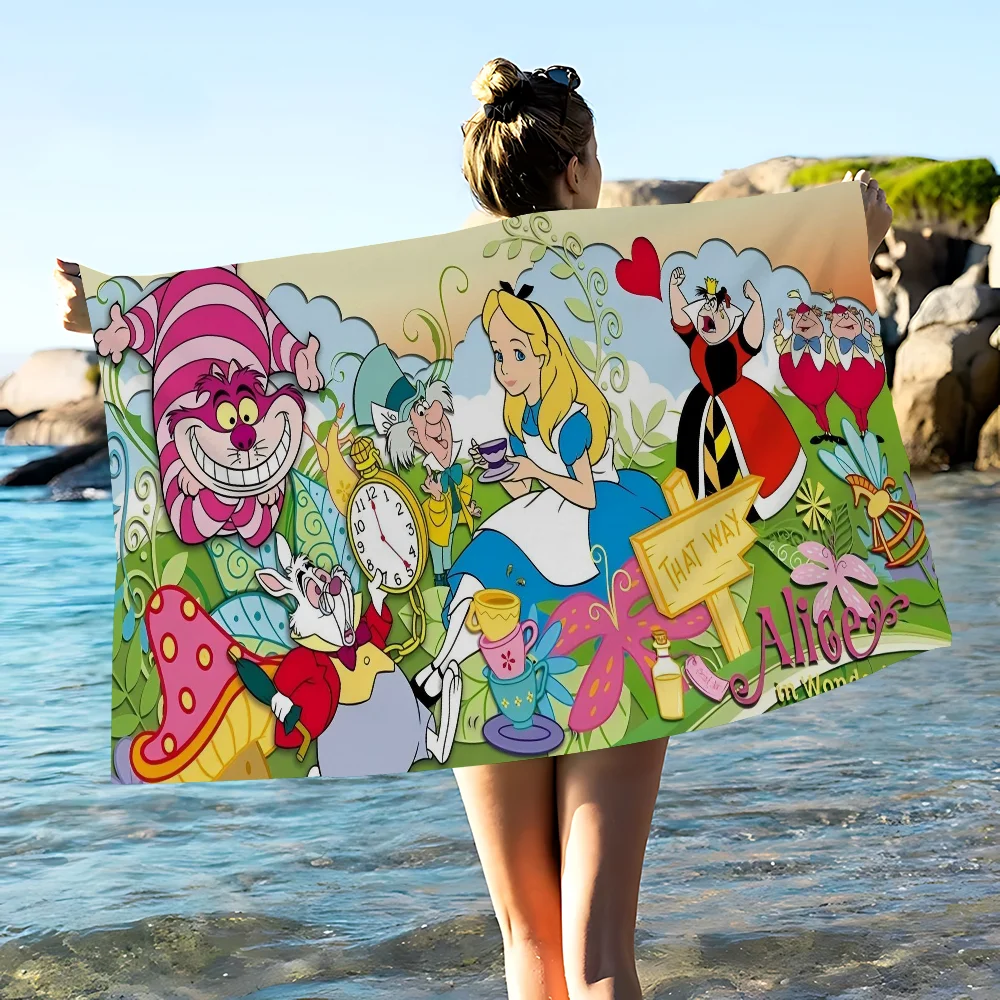 Cartoon A-alice In W-wonderland Anime Beach Swimming Towel Soft Absorbent Washcloth Children's Gifts For Kids Travel Camping Gym 5