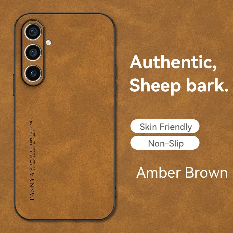 Luxury Matte Sheepskin Leather Phone Case - Elegant Back Cover
