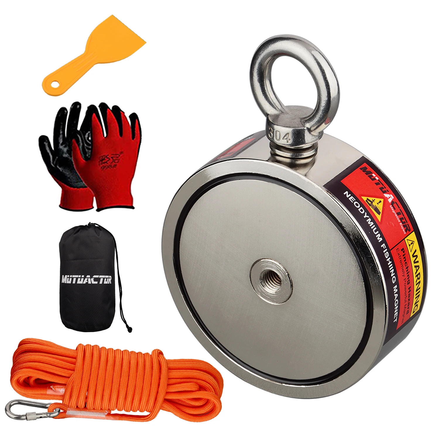 ขนาดจัมโบ้สองด้านตกปลาชุดแม่เหล็ก Deep Sea ตรวจจับแม่เหล็กรวม 2000lbs แม่เหล็ก Salvage วัสดุแม่เหล็ก 15M เชือก 1