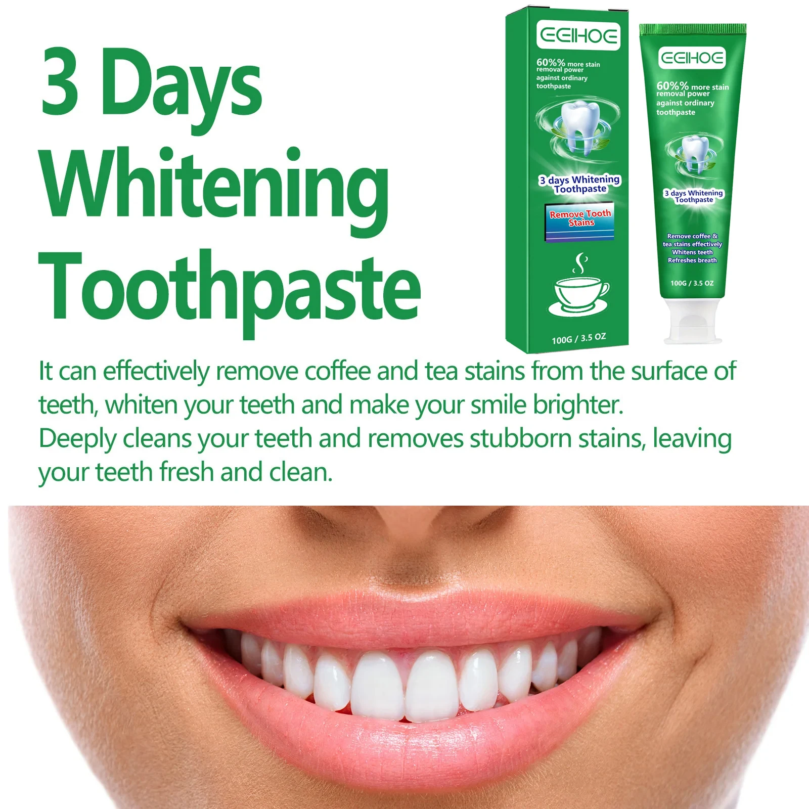 EELHOE Teeth Cleaning Effective Whitening Toothpaste Yellow Teeth Removing Plaque Tooth Stain Dental Cleansing Fresh Breath Care