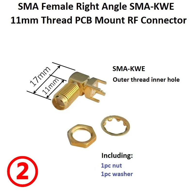 SMA 커넥터 4핀 SMA 암 SMA-KWE 직각 PCB 솔더 마운트 안테나 소켓 90도 스루홀 플러그 동축 커넥터