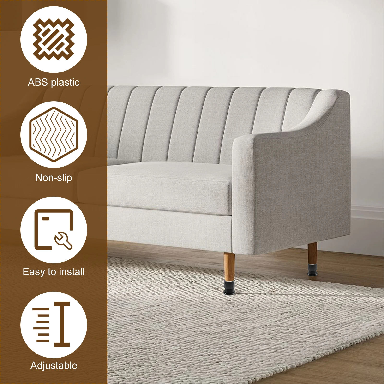 4 Pcs Furniture Riser ABS Anti Slip Sofa Desk Leg Riser 40-63MM Height Adjustable Bed Riser Telescopic Furniture Stand Support