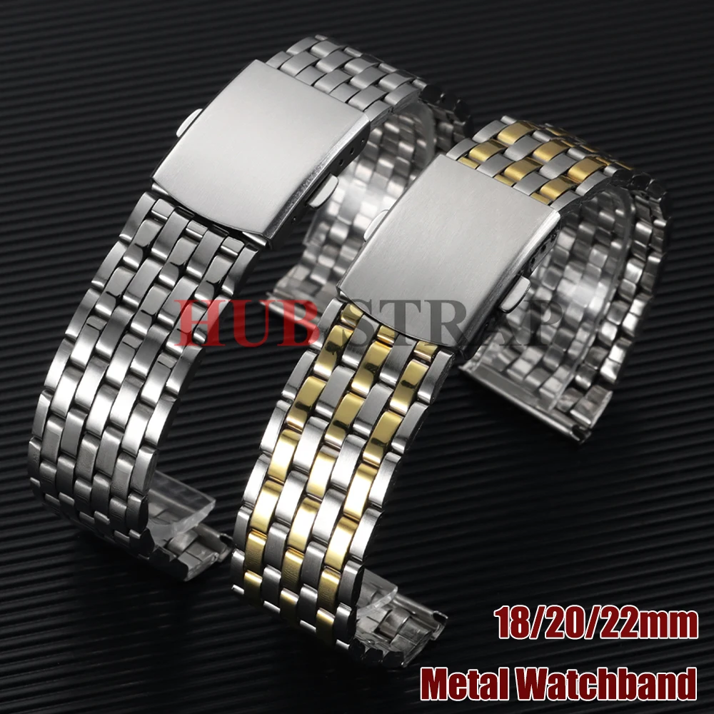 Stainless Steel Universal Watch Band with Folding Safety Buckle Bracelet Strap