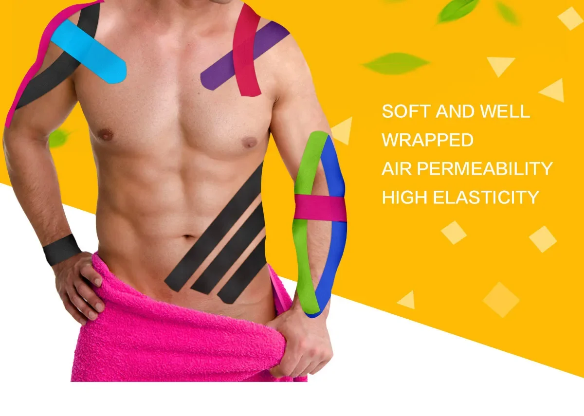 1/4 stücke Kinesio Elastische Bandage Knie Pad Bandage Kinematische Unterstützung Pad Locking Motion Selbst-Kleber Venda Kinesiotape Verband – Detail 11
