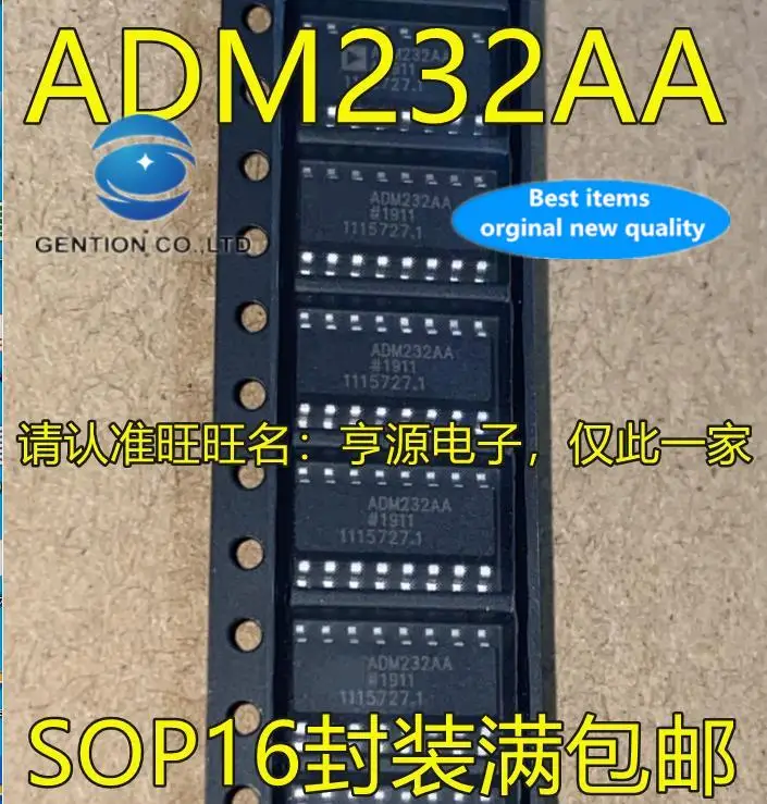 10 шт., 100% оригинальные новые фотообои ADM232 ADM232AARN adm232aарнz ADM232AA SOP16, встроенный интерфейс, чип