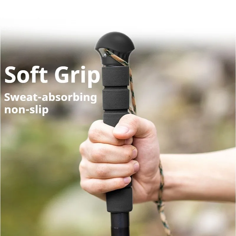 Hiking Stick Aluminum Alloy Foldable Extendable Self-defense Multifunctional Camping Outdoor Tools