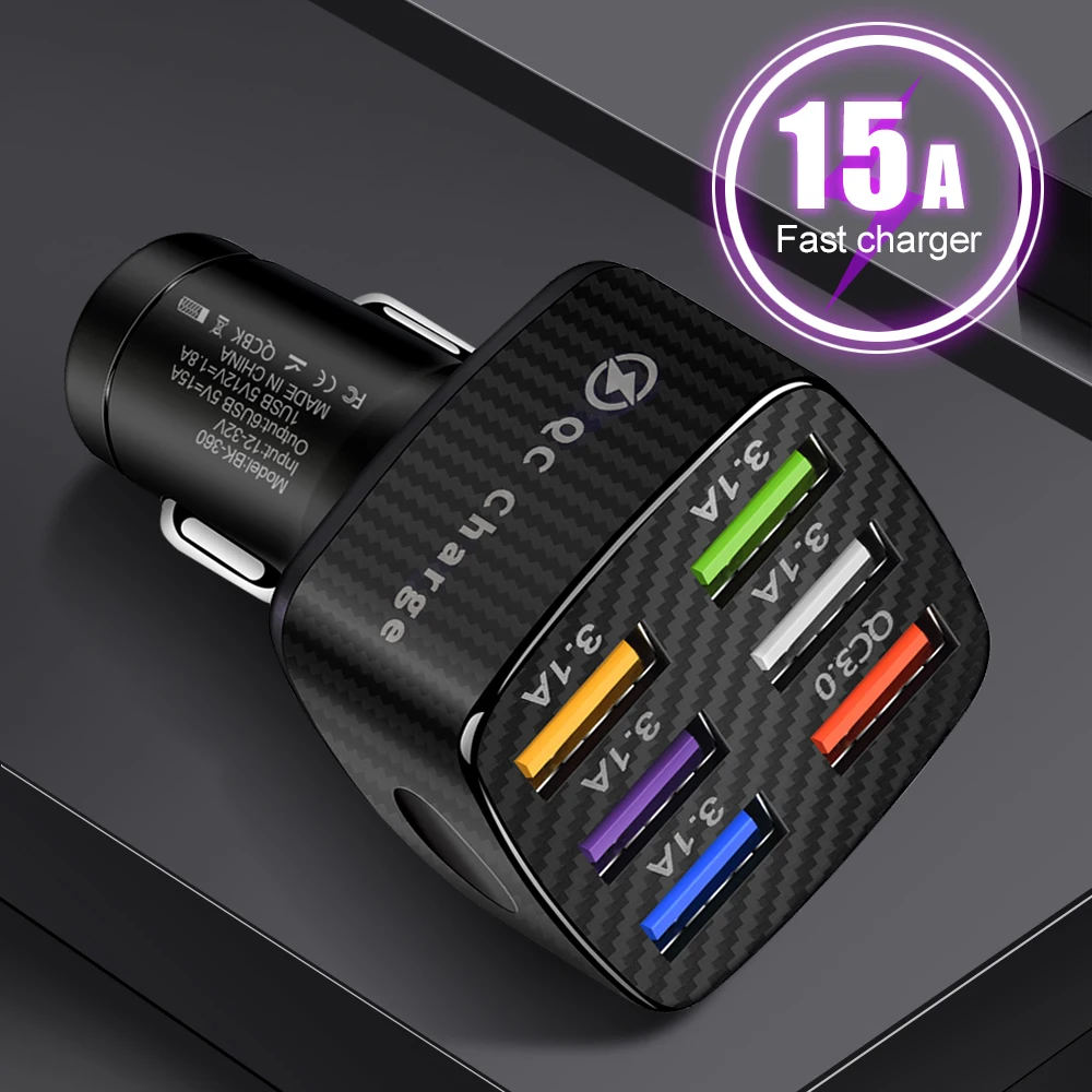 Автомобильное зарядное устройство с 6 USB-портами 15 А |