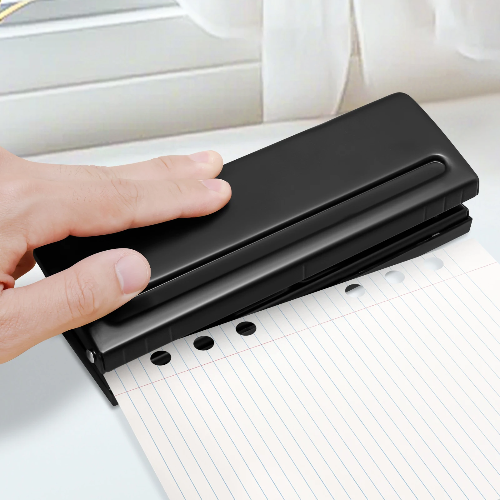 Metal Adjustable 6 Hole Paper Puncher for Notebooks and Planners