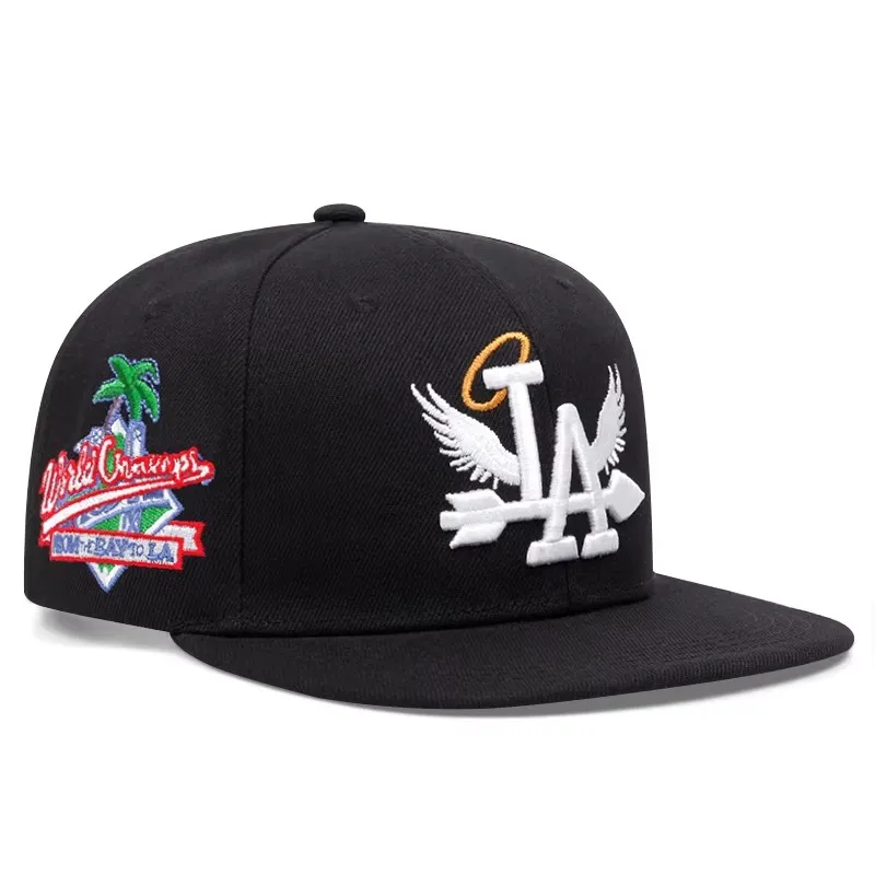 Snapback Cap Letter Wing Pattern Side Coconut Tree Embroidery Men's Casual Baseball Hat