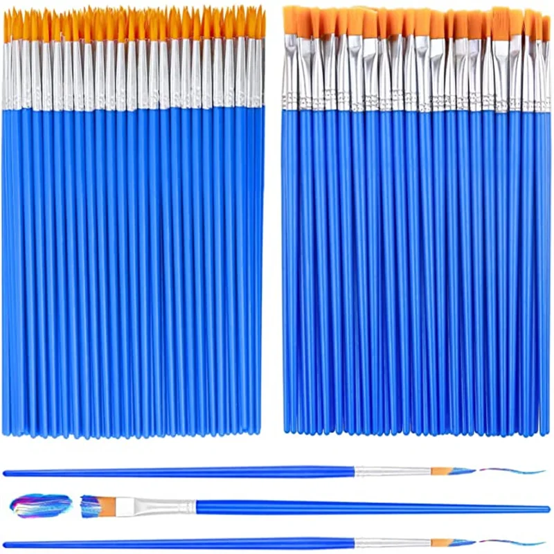 100pcs Paint Brushes Set for Kids Acrylic with Flat Round Pointed Paint Brushes Craft Watercolor Oil Painting Brushes 24pcs acrylic paint brushes set round