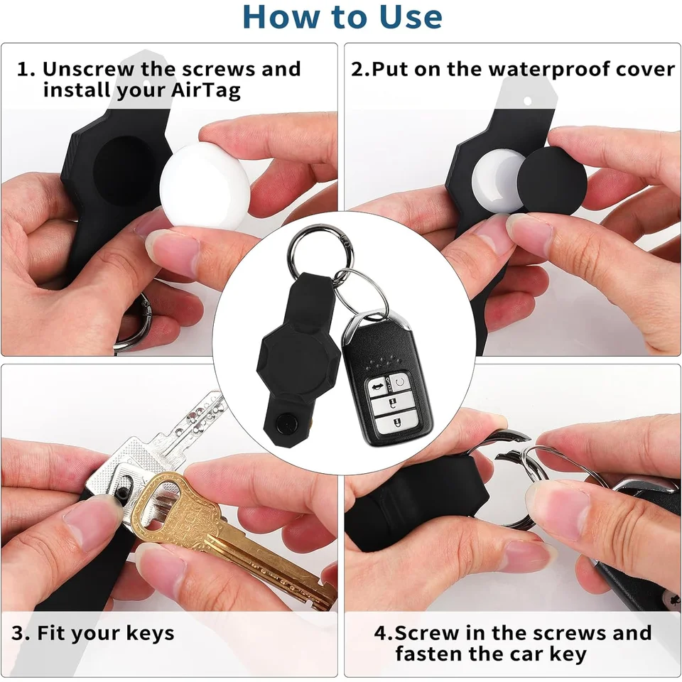 Organizador De Llaves Con Soporte Para AirTag - Silicona, Impermeable, Para 2-6 Llaves (Verde)