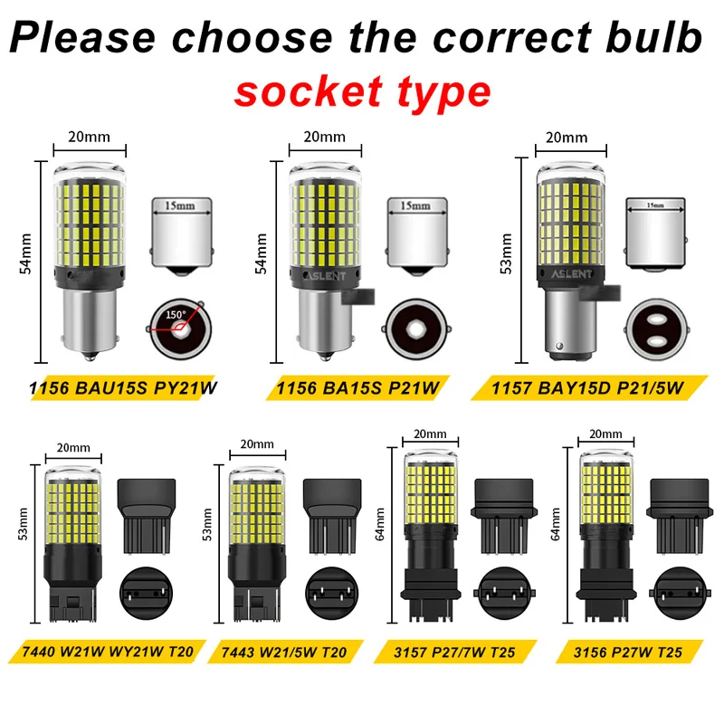 1156  õ LED , ÷ , 144smd LED Canbus , BA15S P21W BAU15S PY21W T20 7440 W21W 3157 1157 P21/5W, 2 