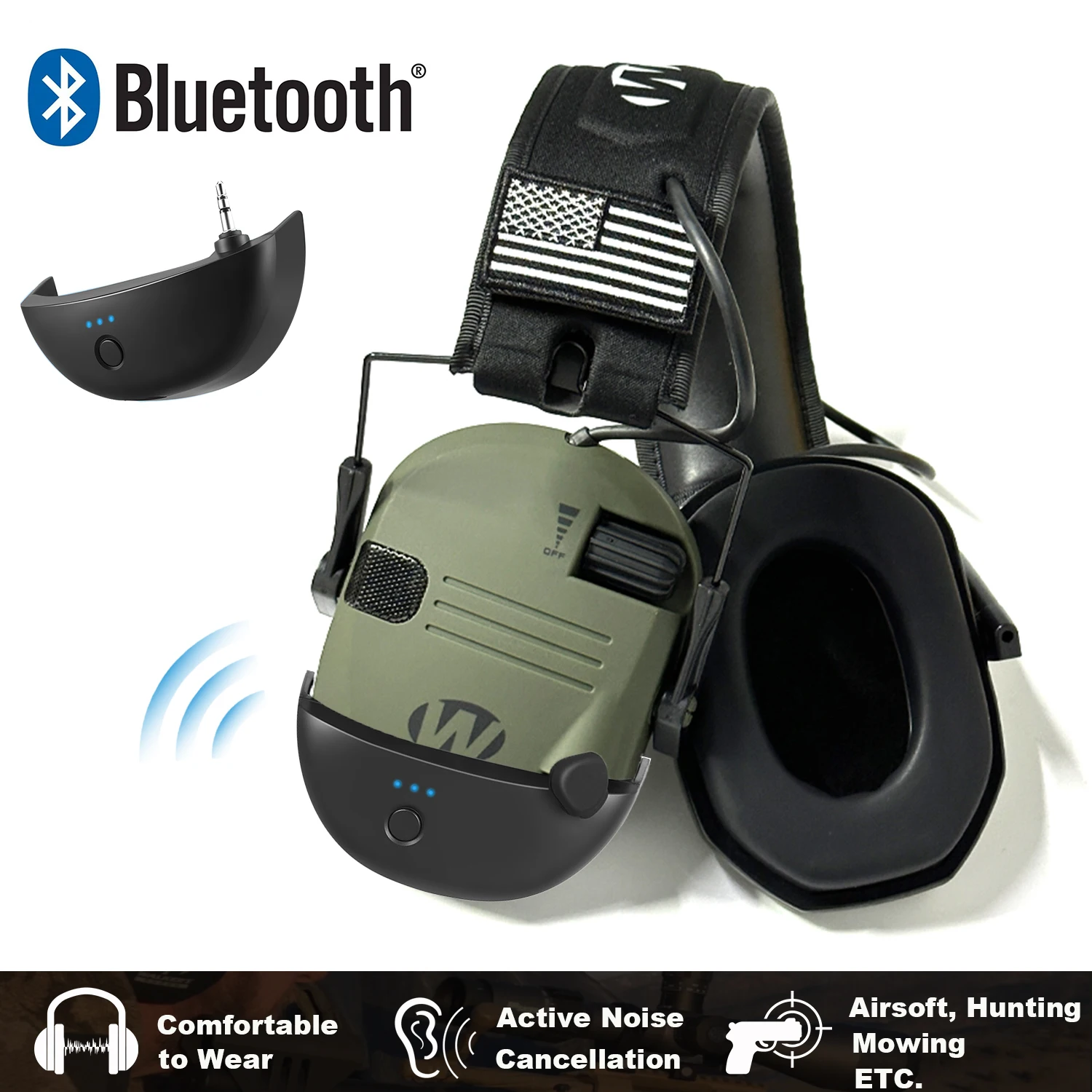 Tactical Bluetooth 5.3 Shooting Hearing Protector Active Anti-Noise Earmuff Professional Electronic Noise Reduction Headset Electronic Earmuffs Wireless Headphones Tactical Headset Noise Cancelling Headphones