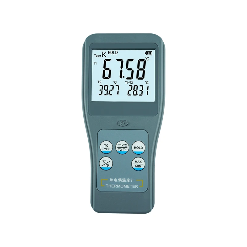 

New customized K/J/E/T/R/S/N Type Dual Channels Thermocouple Thermometer RTM1102 Industry