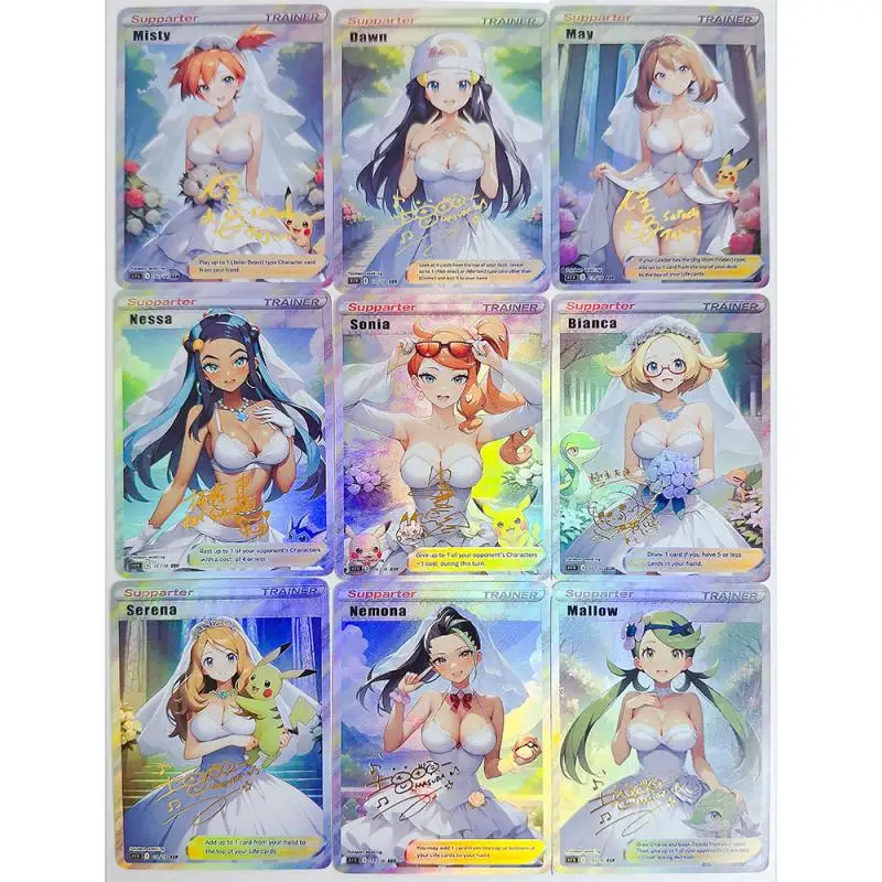 Pokemon Cards Game Cards Animation Game Cards Anime Cards Anime Trading Cards Collectible Cards Anime Pokemon DIY ACG Rosa Hikari Touko Serena Gloria Iono Tabletop Battle Game Collectible Cards Toys for boys Birthday Present