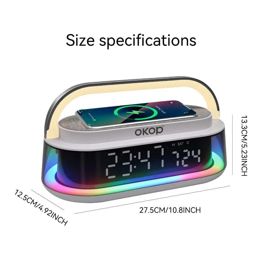 Bluetooth Lautsprecher Mit Kabellosem Ladegerät Und Wecker Rgb_voghion.com