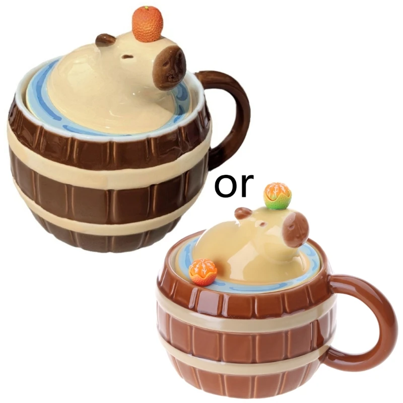 

450ml Cartoon Mugs with Lid Creative Capybara Coffee Mug Water Drinking Cup Ceramic Coffee Mug Tea Cup Drinkware M68E