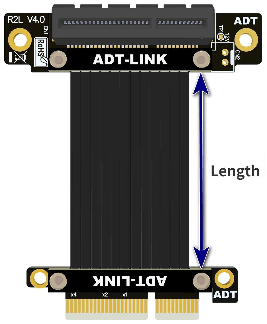 Pci-e x4 para x4 Girar 90 Graus Vertical Ângulo Direito Extensão Cabo Duplo Cotovelo 90 Graus Pci Express 4.0 4x Riser Cabo - Imagem 3