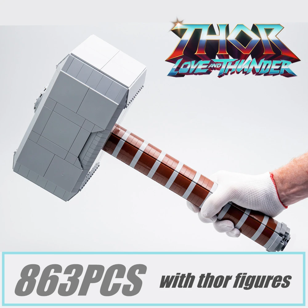 Детский строительный блок игрушечное оружие молот Infinity Mjolnir детский подарок