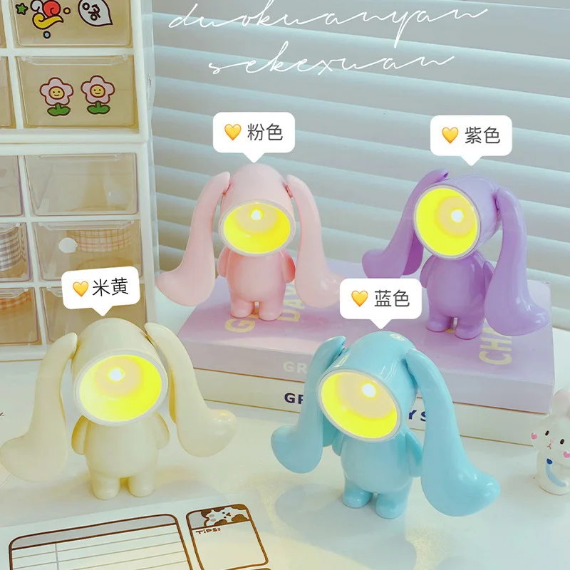 

Mini Cute Cartoon Rabbit Shape Night Light Bedroom Bedside Sleep Light Reading Table Lamp Ornamental For Kids Toy Gifts