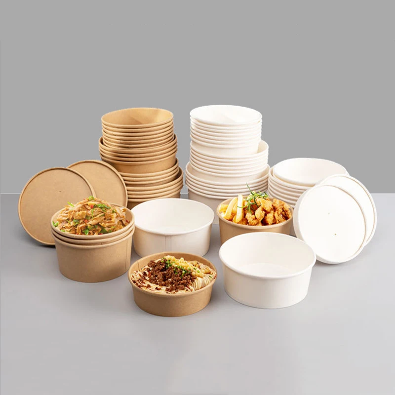 20Pcs Disposable Round Paper Lunch Box with Lid, Eco-Friendly Bento Food Storage Contai... - SKU RPLB1614 - UGI Packaging