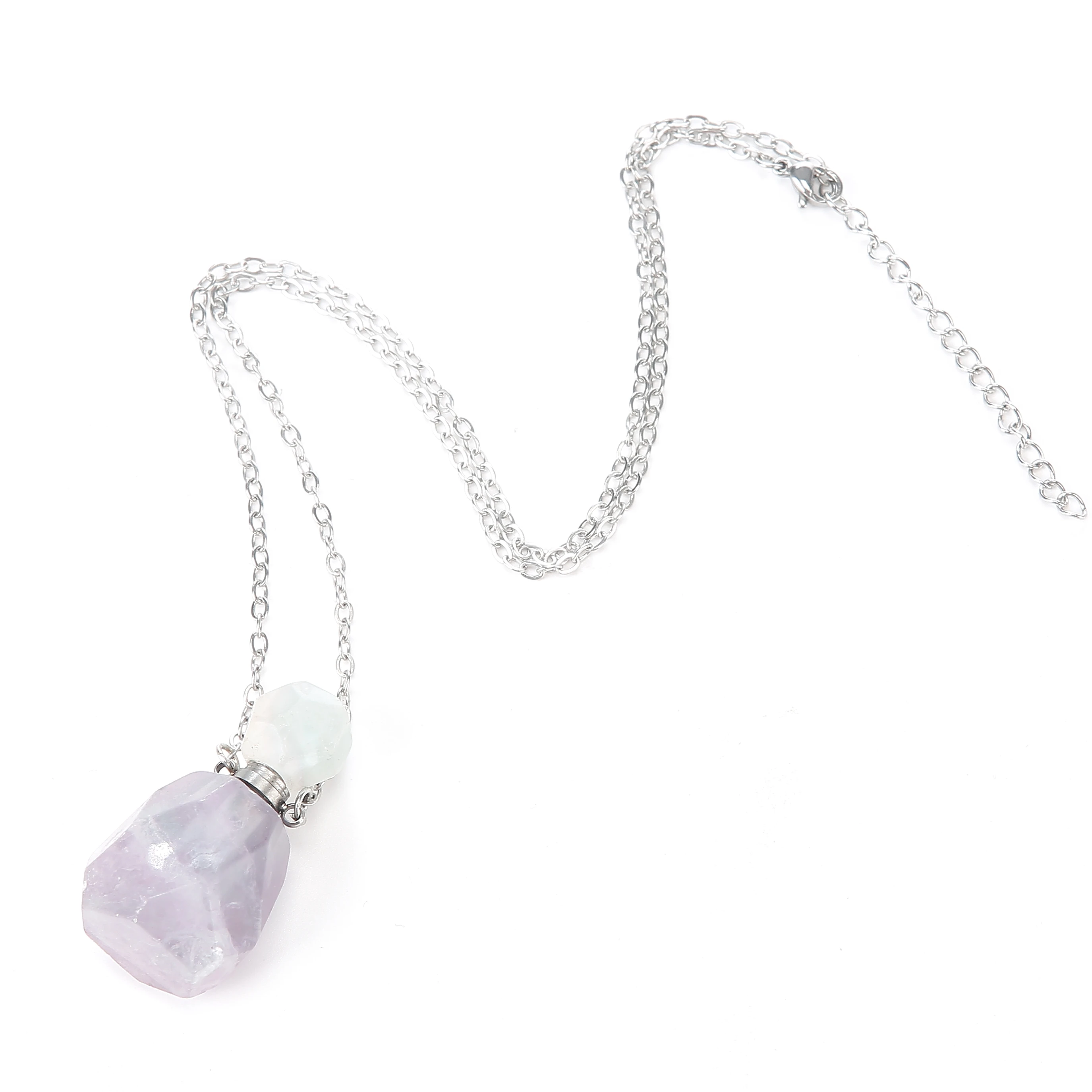 Natural Crystal Shaped Oval Original Stone Perfume Bottle Pendant Fashion Personality Party Pendant Use Pendant Anytime Anywhere