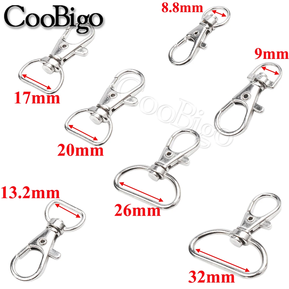 Metal Snap Hook 5/16"-1-1/4" Swivel Lobster Clasp Clip Carabiner for Keychain Key Fob Chain Ring Bag Hardware
