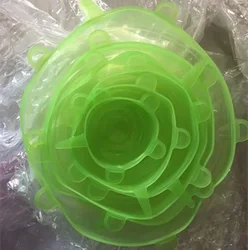 Reusable Silicone Stretch Lids for Fresh Food Storage and Preservation (Green 6Pcs)