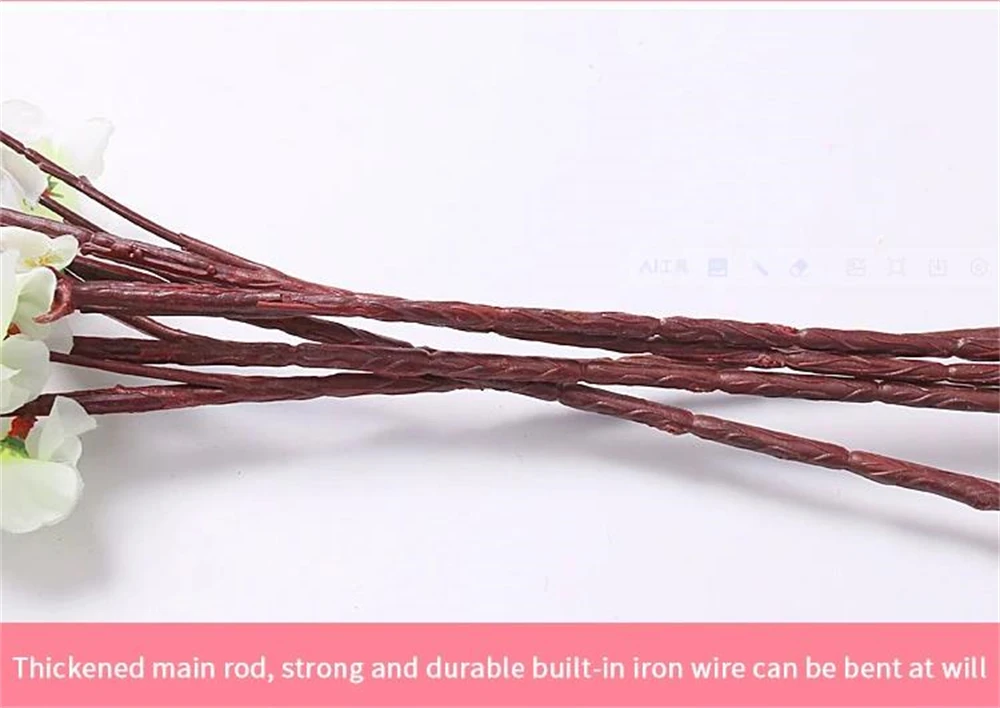Description Picture 6 of item1PC Artificial Peach Blossom Branch Spring Plum Cherry Blossom Silk Flower Tree Decoration Home Wedding DIY Decoration