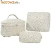 3 Pcs Cosmetic Bag Set Women Floral Makeup Pouch Japanese Flower Printed Quilted Skincare Storage Bag Aesthetic Beauty Wash Bags 1