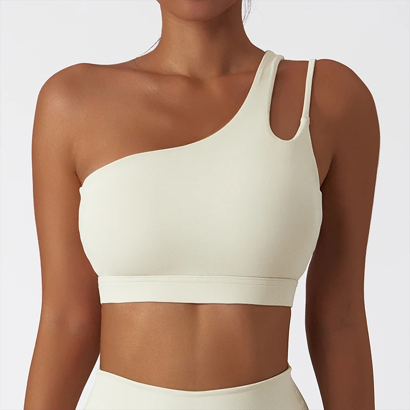Comfort Single Strap Yoga Bra Chest Pad Running Sports Bra Gym Top Women Stretch Pull Up Underwear Women Vest Fitness Tank Top sports bra women lingerie womens bras sports underwear womens lingerie gym top sports tank top gym tank top women undershirt womens camisole top