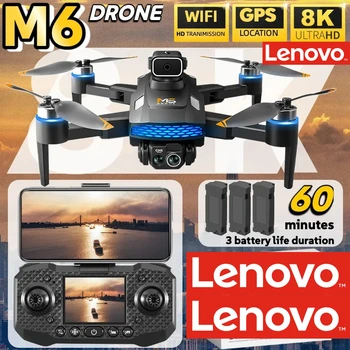 Drone Professionale Lenovo M6 con Schermo, WIFI 5G, Fotocamere HD 8K, Motore Brushless, FPV, Quadricottero RC, Elicottero UAV