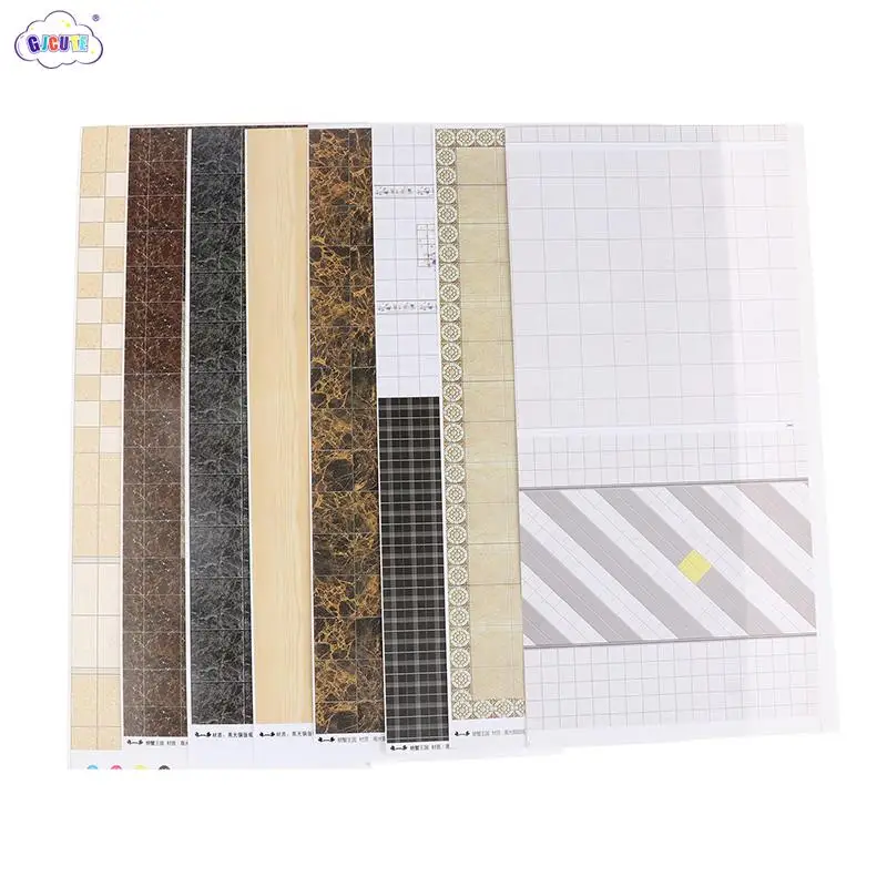 

2PCS Dollhouse Accessories DIY Materials Miniature Kitchen Floor Tiles Sticker Model Bathroom Living Room Decor Toy