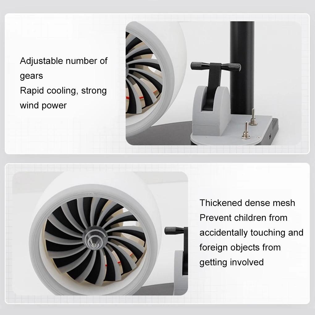 USB JetFan Desktop Turbofan Engine Fan Blue Light Upgraded Version with Humidifier and Blue Tail Light Decoration