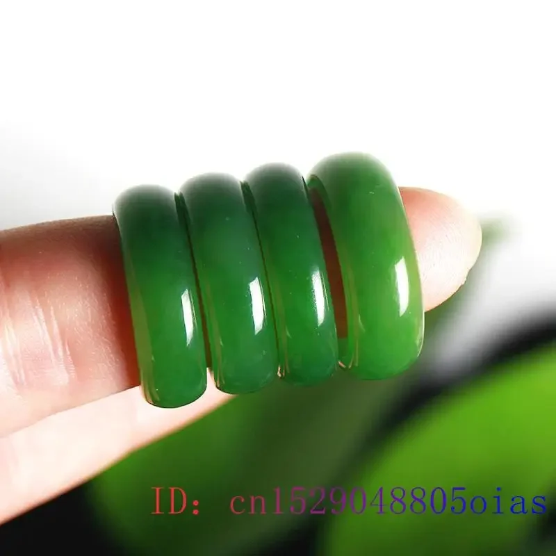 Natural Green Hetian Jade Ring Chinese Jasper Amulet Fashion Charm Jewelry Hand Carved Crafts Gifts Women Men natural stone ring jade ring