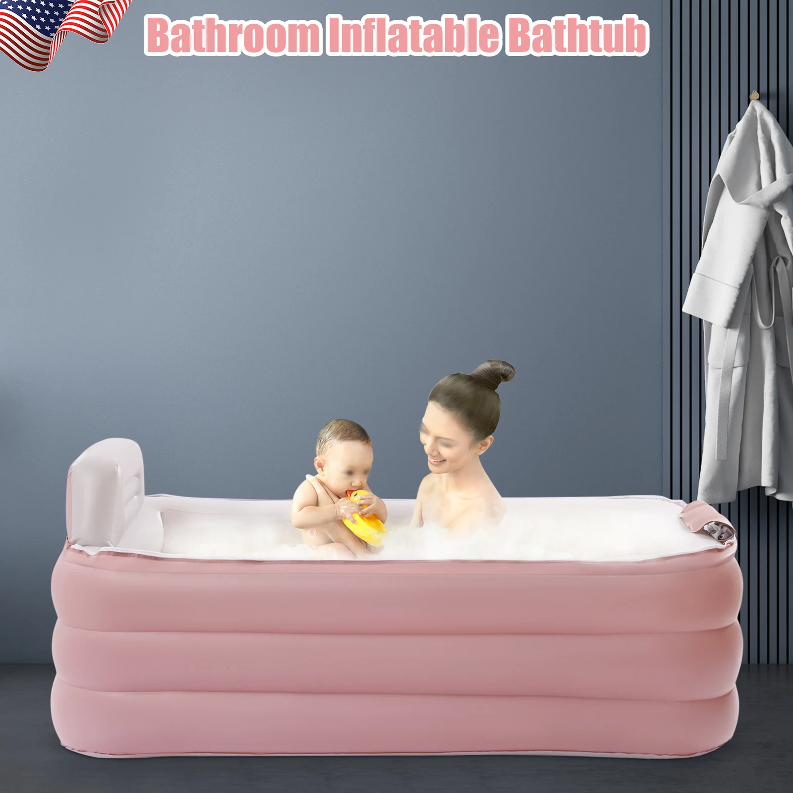 Foldable Inflatable BathTub Travel Blue/Pink Bath Tub for Adults Large Tub Spa 1.6m Home Swimming Pool Application (PVC) portable ice bath tub