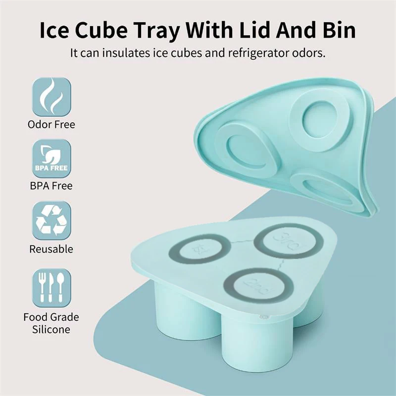 Silicone cylindrical ice mold with lid suitable for cups, food grade ice tray suitable for refrigerators, whiskies, cocktails