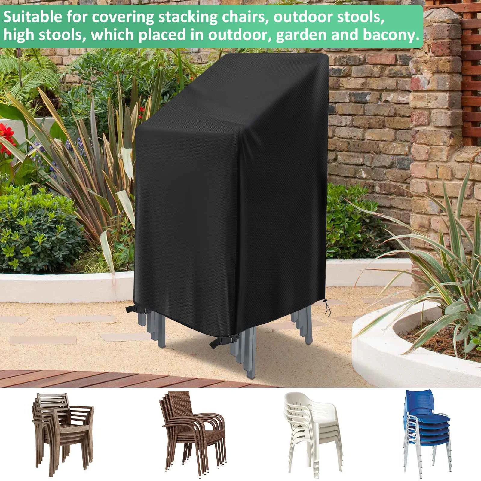 2 PCS Black 210DOutdoor Waterproof Cover Garden Furniture Rain Cover
