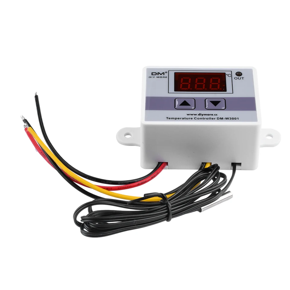 Greluma 1 St Temperatuurregelaar Module met Behuizing, Display Digitale Thermostaatmodule met Waterdichte NTC-Sonde -50~110 ℃, Elektronische Temperatuurregeling Moduleschakelaar met Behuizing
